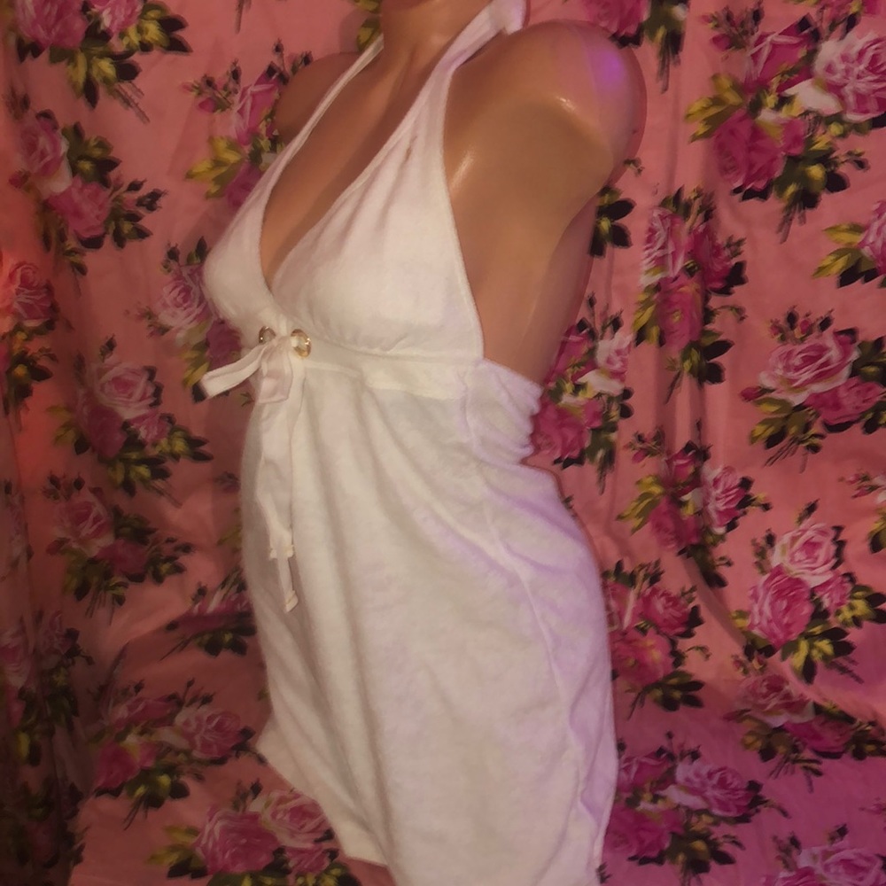 Ralph Lauren white terry halter tennis dress cover Y2K golf club lounge summer - Picture 3 of 6